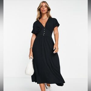 Black Midi Sundress with Dolman Sleeves